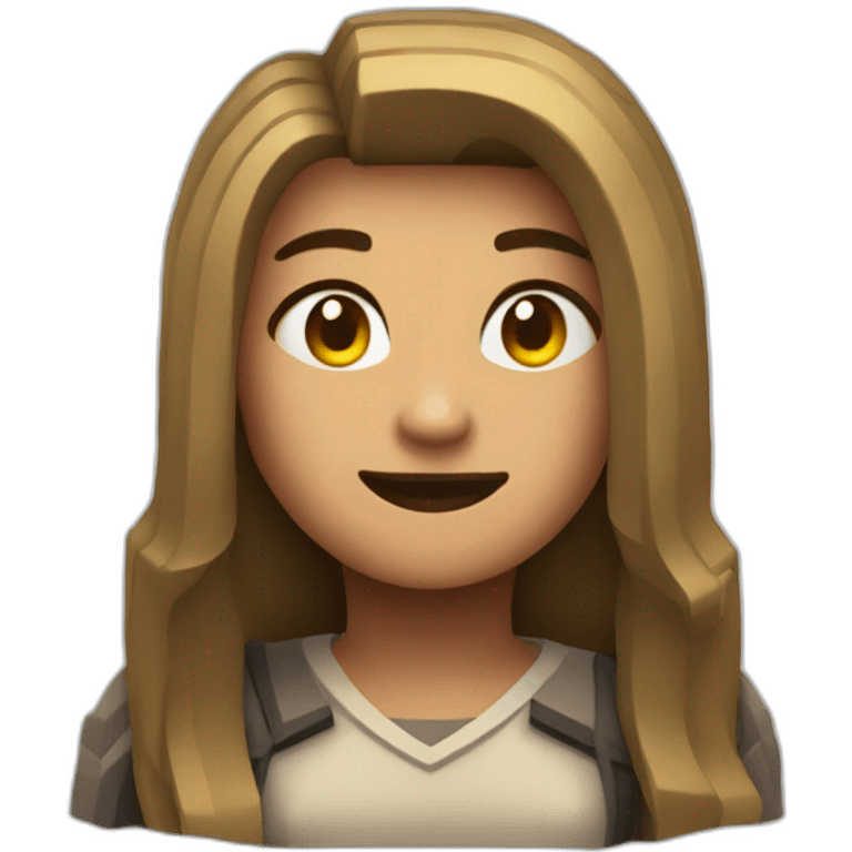 Super confused but happy lady playing Minecraft emoji