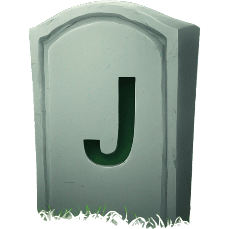 tombstone with the letter J on grass emoji