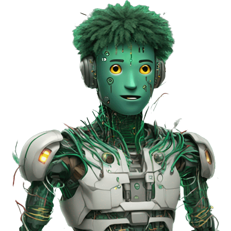 Deku cyborg with circuits and wires  emoji