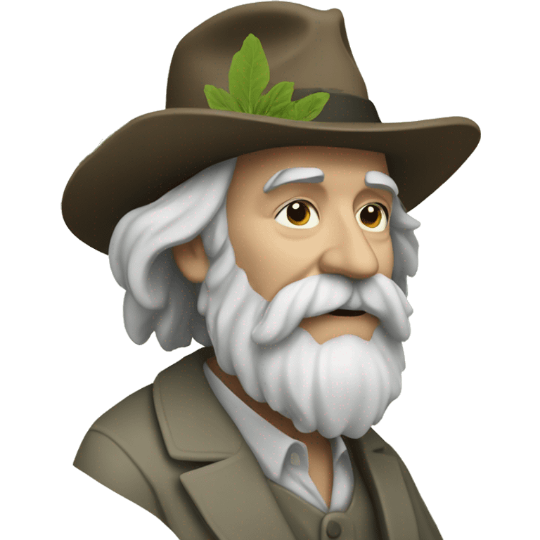 Walt Whitman with leaves of plants emoji