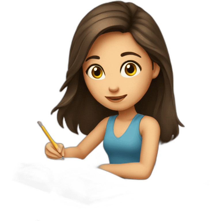 brunette girl studying emoji