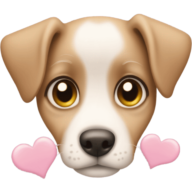 Puppy eyes with hearts around  emoji