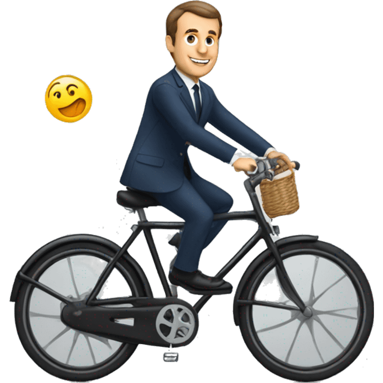 Macron sur un  vélo  emoji