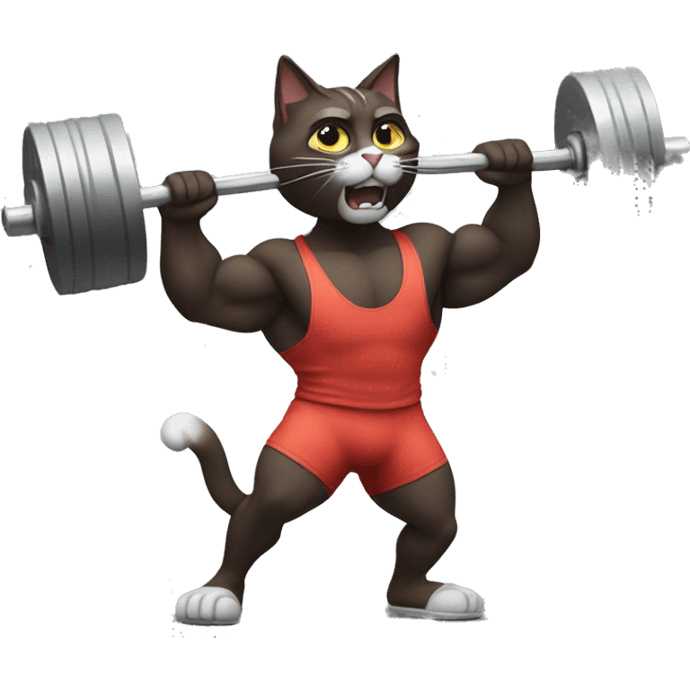 A jacked cat lifting weights emoji