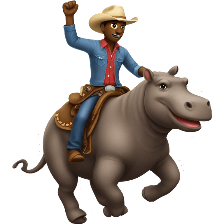 Cowboy riding a hippo emoji