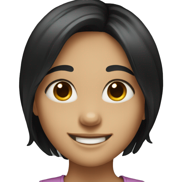 smiling girl with black hair emoji