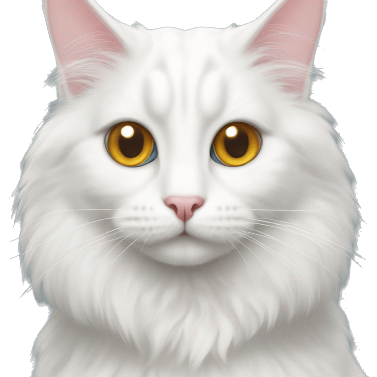 Turkish angora cat with odd eye emoji