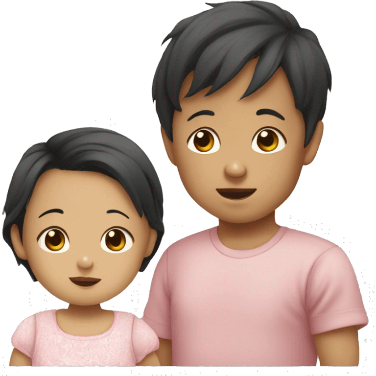 Asian babyBig brother and baby litte sister emoji