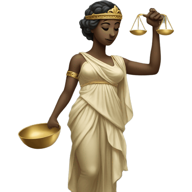 goddess Themis holding scale in her hand while blindfolded emoji