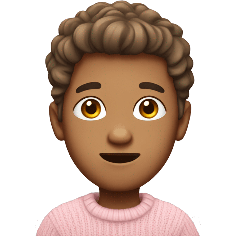 a cute cartoon boy with light pink sweater  emoji