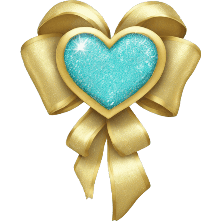 pale blue sparkly heart with gold bow emoji