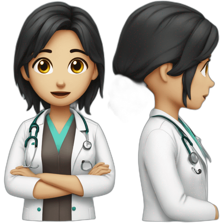 doctor girl dark hair crying tears emoji