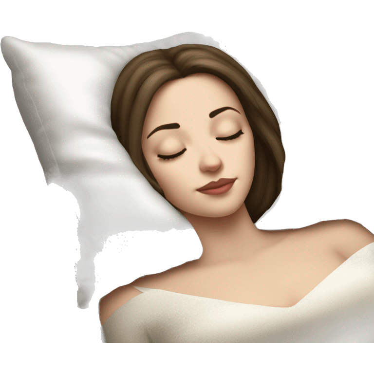 sleeping beauty brunette white girl with a silk pillow emoji