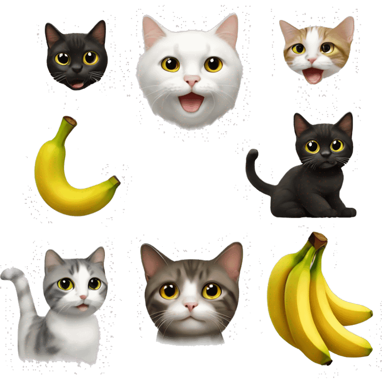 White banan with cats emoji