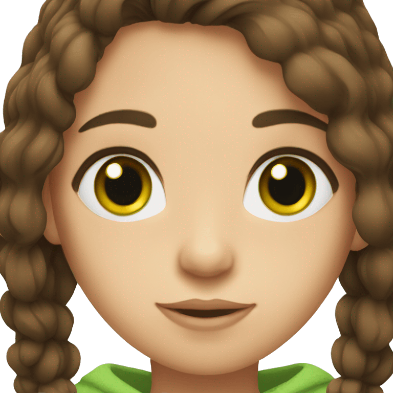 Girl with log dark brown hair and green eyes emoji