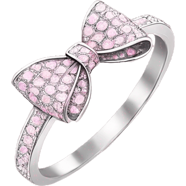 Silver diamond ring with a bow in pink ￼ emoji