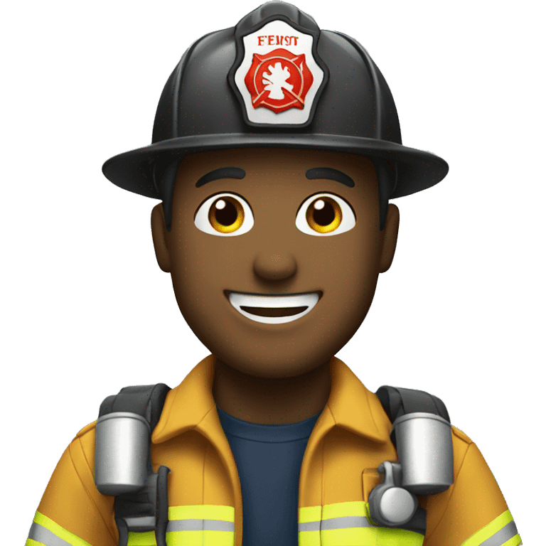 smiling man in firefighter uniform emoji