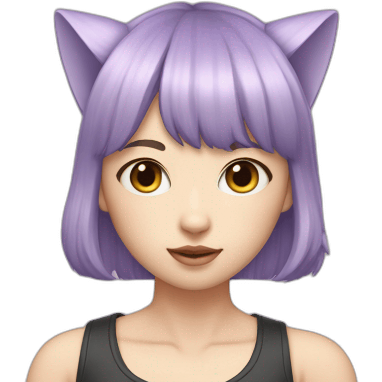 light-purple-blunt-bangs-mullet-hair-cat-ear-japanese-girl emoji