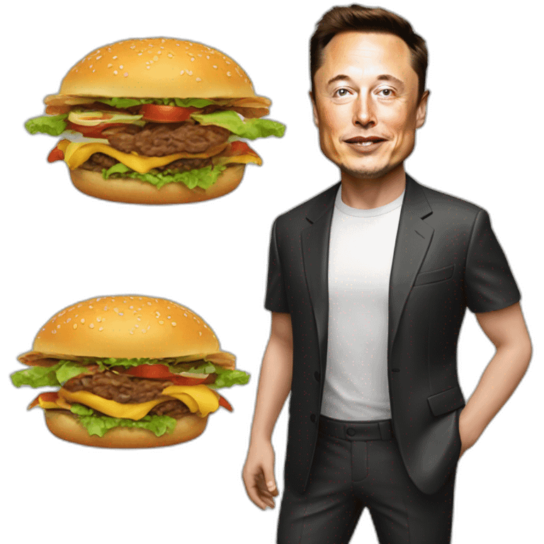 Elon Musk avec un hamburger de caca emoji