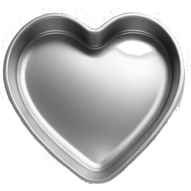 Realistic flat silver heart shaped cake pan laying flat emoji