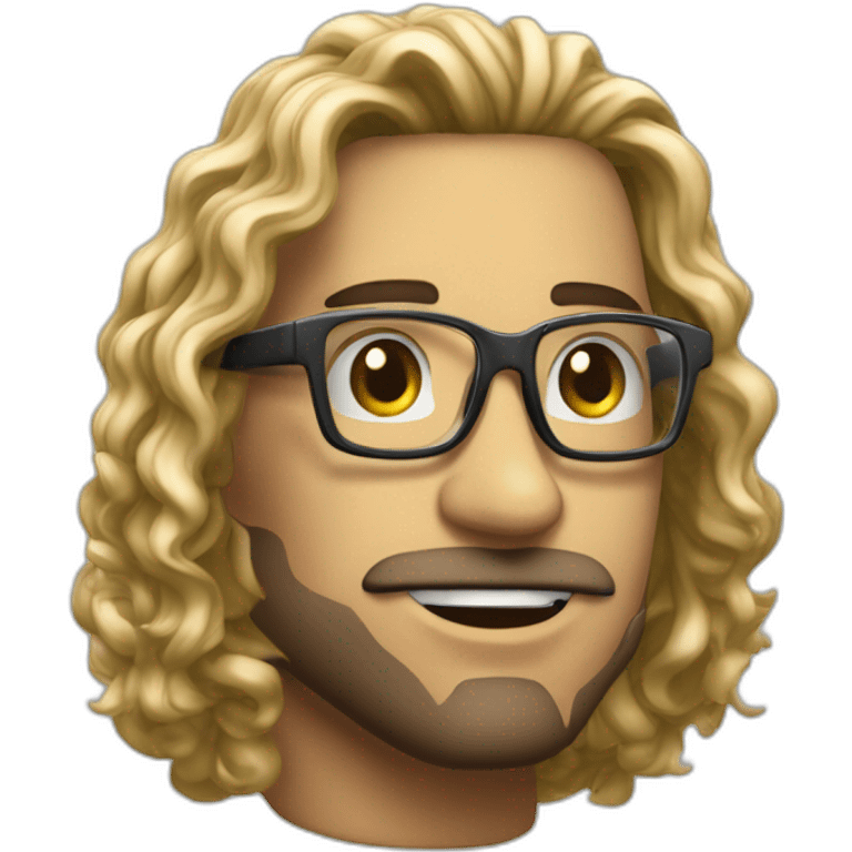 hombre negro pelo largo rizado mechas rubia gafas metalicas emoji