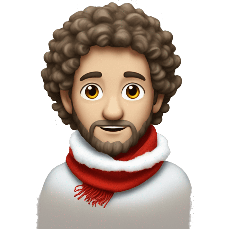 Mr. Tumnus from Narnia wearing a bright red scarf with a dusting of snow on his furry legs  emoji