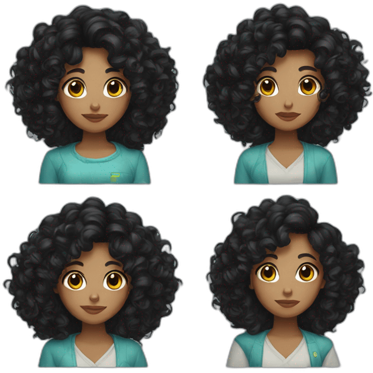 Curly black hair woman kazakhstan emoji