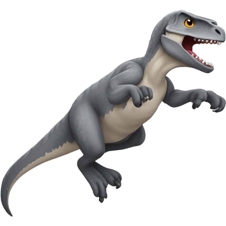 Gray raptor jumping emoji