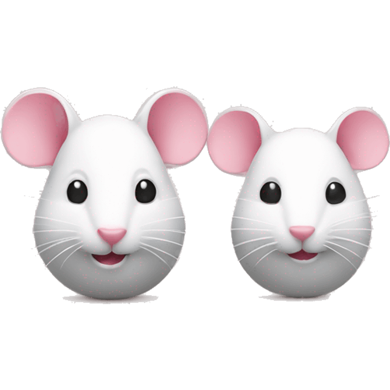 one pink rat and one white rat same size emoji