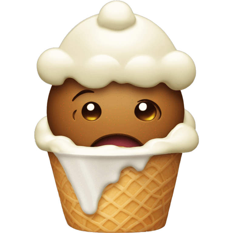 Do not disturb me face with holding an ice cream emoji