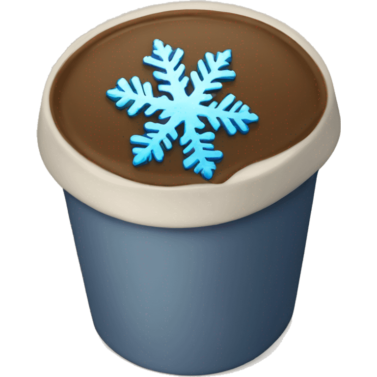 A cap of coffee  with a blue snowflake emoji