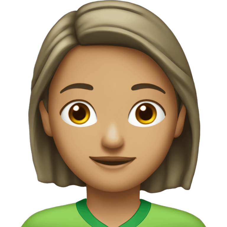 Una chica pelirroja con un jersey verde pistacho de cuello vuelto emoji