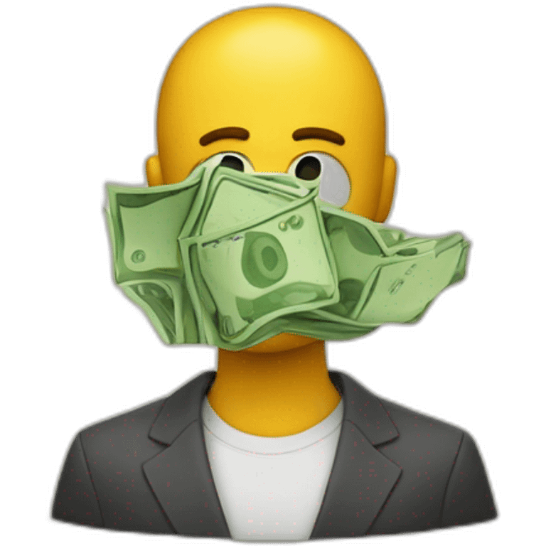 mistery person man with money face covered question mark emoji