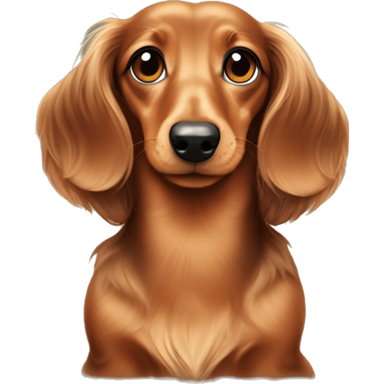 long haired mini dachshund with heart eyes emoji