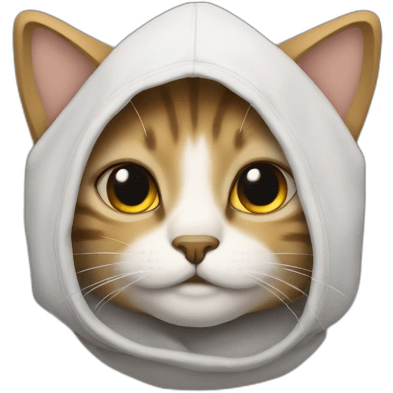 un chat avec une capuche emoji