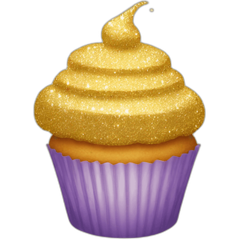 Happy golden sparkly cupcake emoji