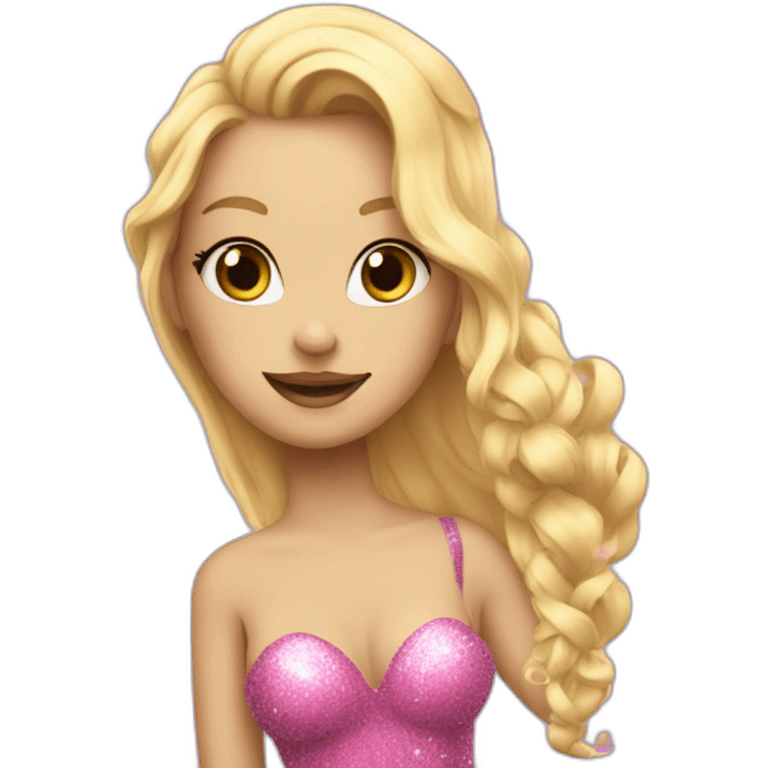 Siren with blonde hair with tail pink and glitters emoji