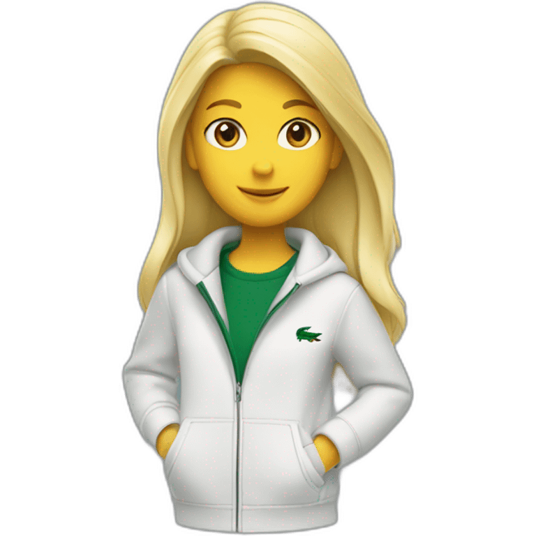 Blond girl using jacket lacoste  emoji