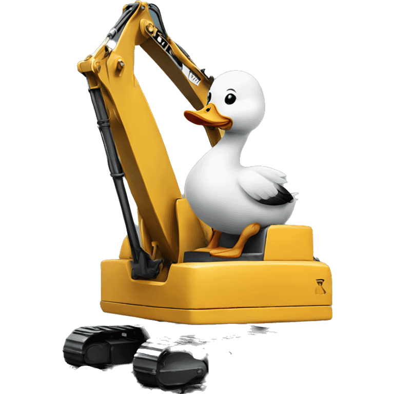 Duck sitting on a excavator emoji