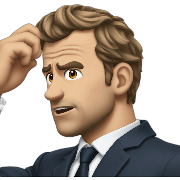 macron frustrated pulling hair emoji