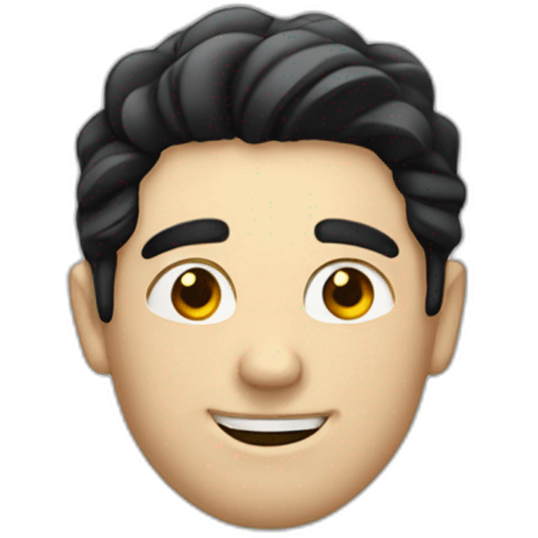 White man with black hair winking emoji