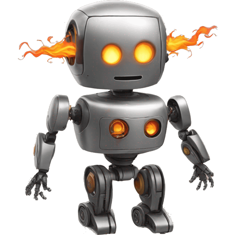 the robot is on fire design emoji