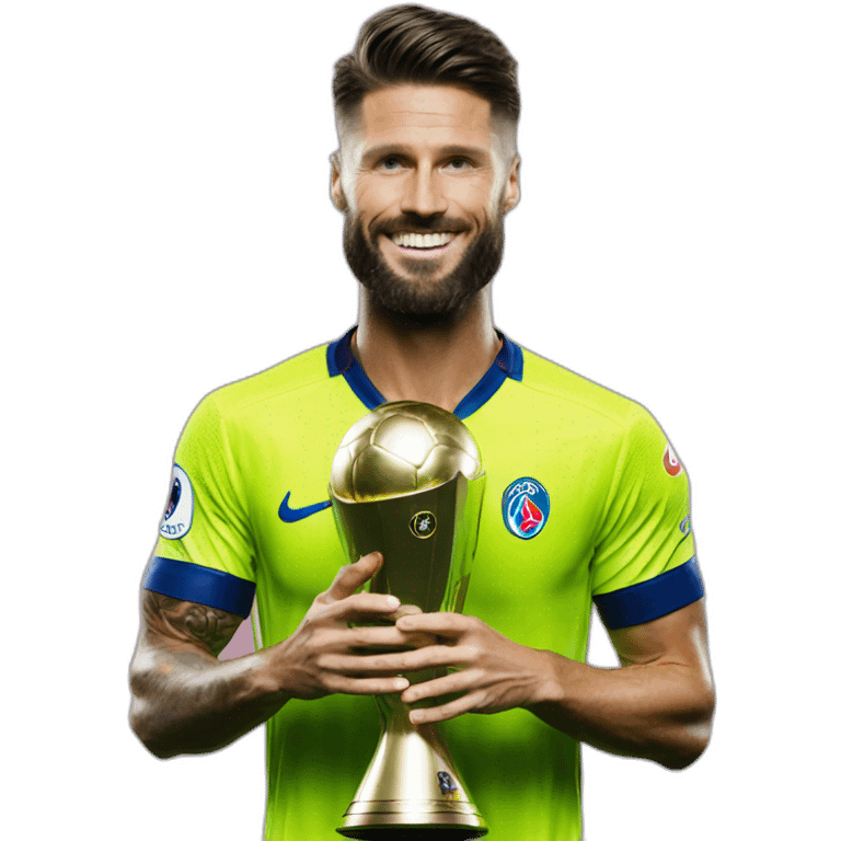 Olivier Giroud holding Champions League trophy emoji