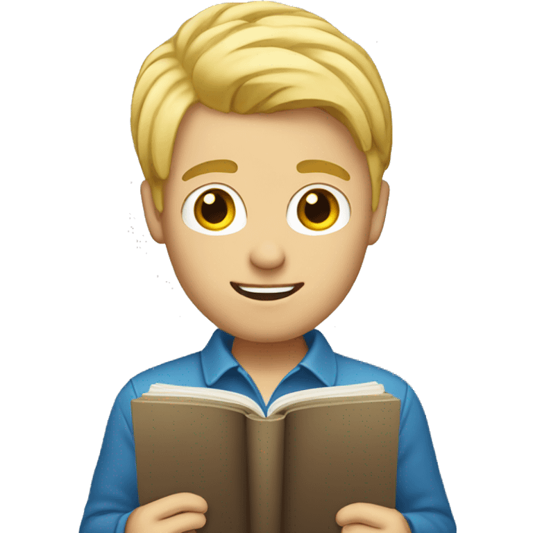 blond hair male holding an open book emoji