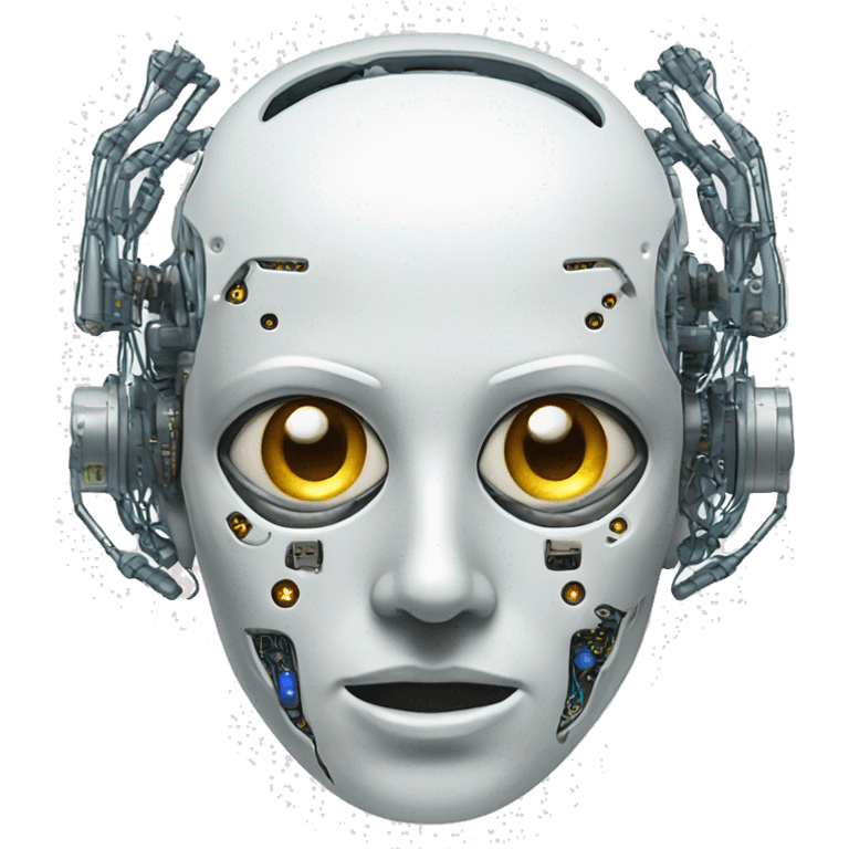 Cyborg head with eye implant and circuitry emoji