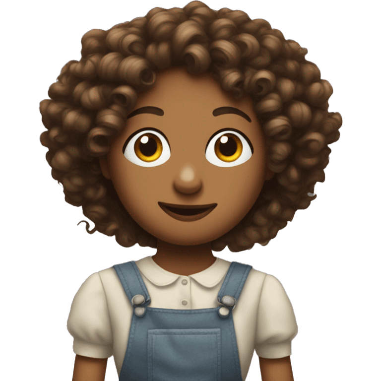 puppet being controlled by girl with curly hair emoji