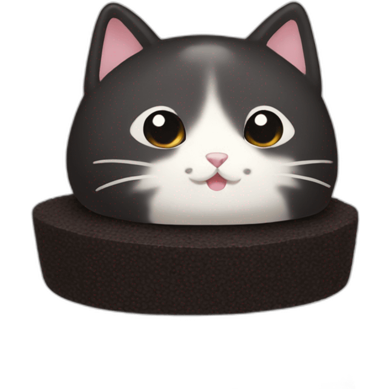 black rice cake mochi cat emoji