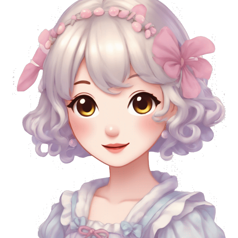 Gorgeous anime style lady with blushing face cottagecore fairycore  Kawaii anime colorful pearly romantic simplistic aesthetic trending stylea emoji