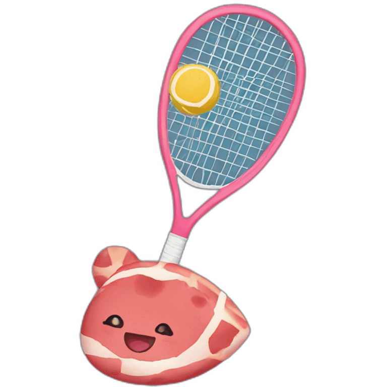 Kawaii jamon with tennis racket emoji