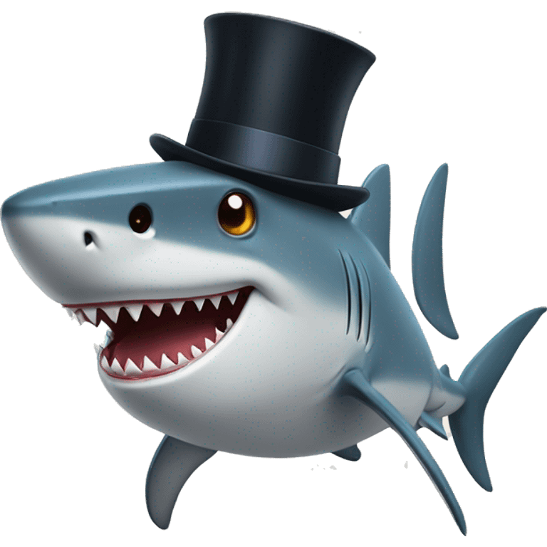 Shark with a top hat emoji